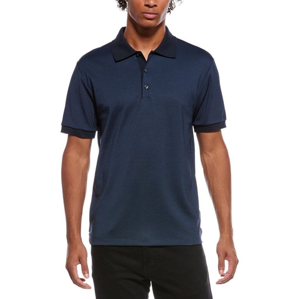 Theory Mens Geo Modern Jacquard Polo Shirt, Blue